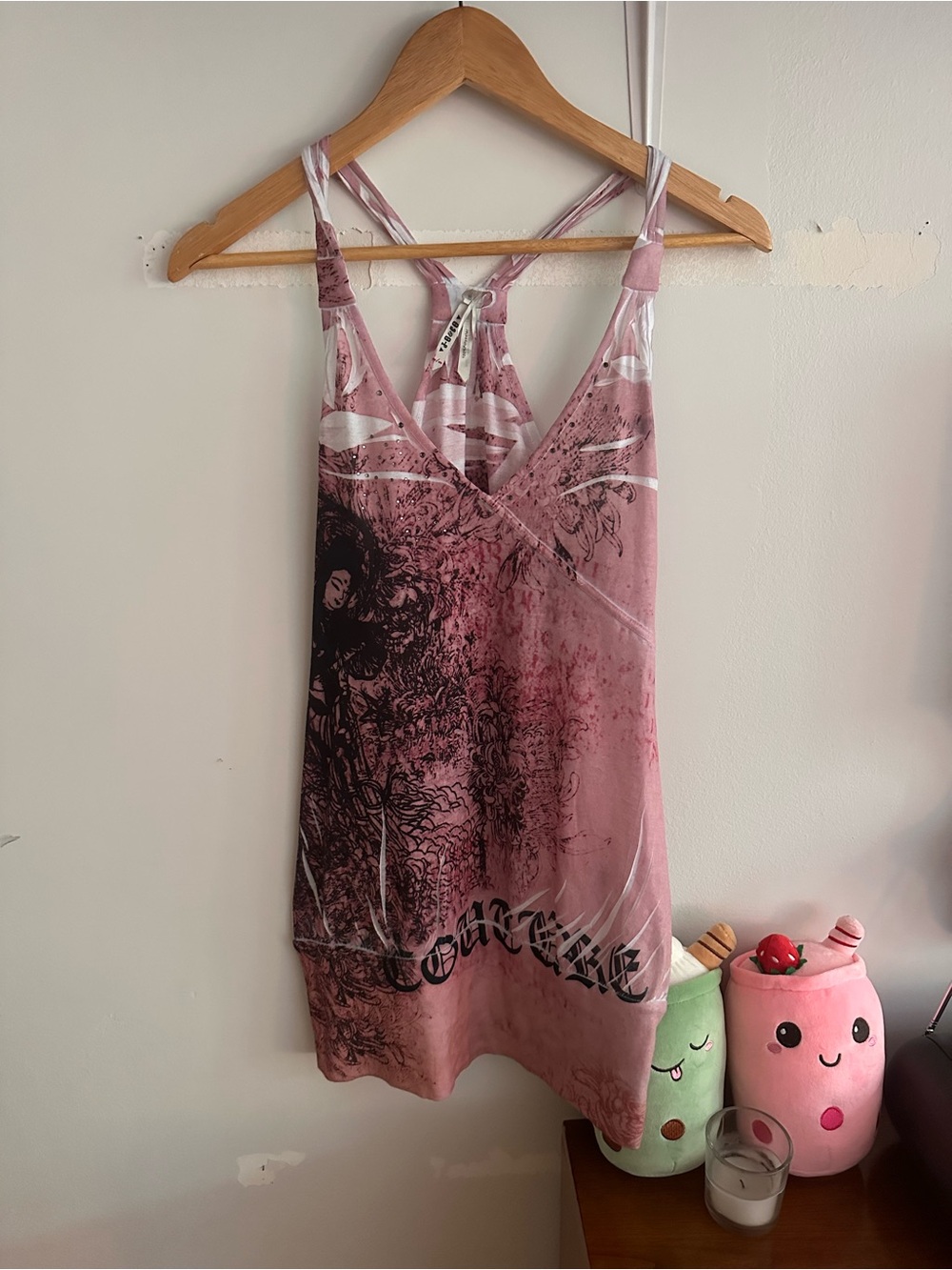 Soft grunge pink graphic cami